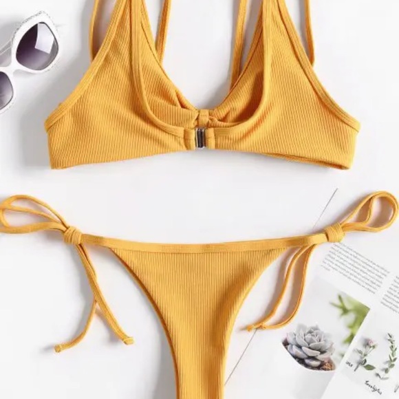 Ribbed Bikini Set - Mustard Yellow - Picture 8 of 9